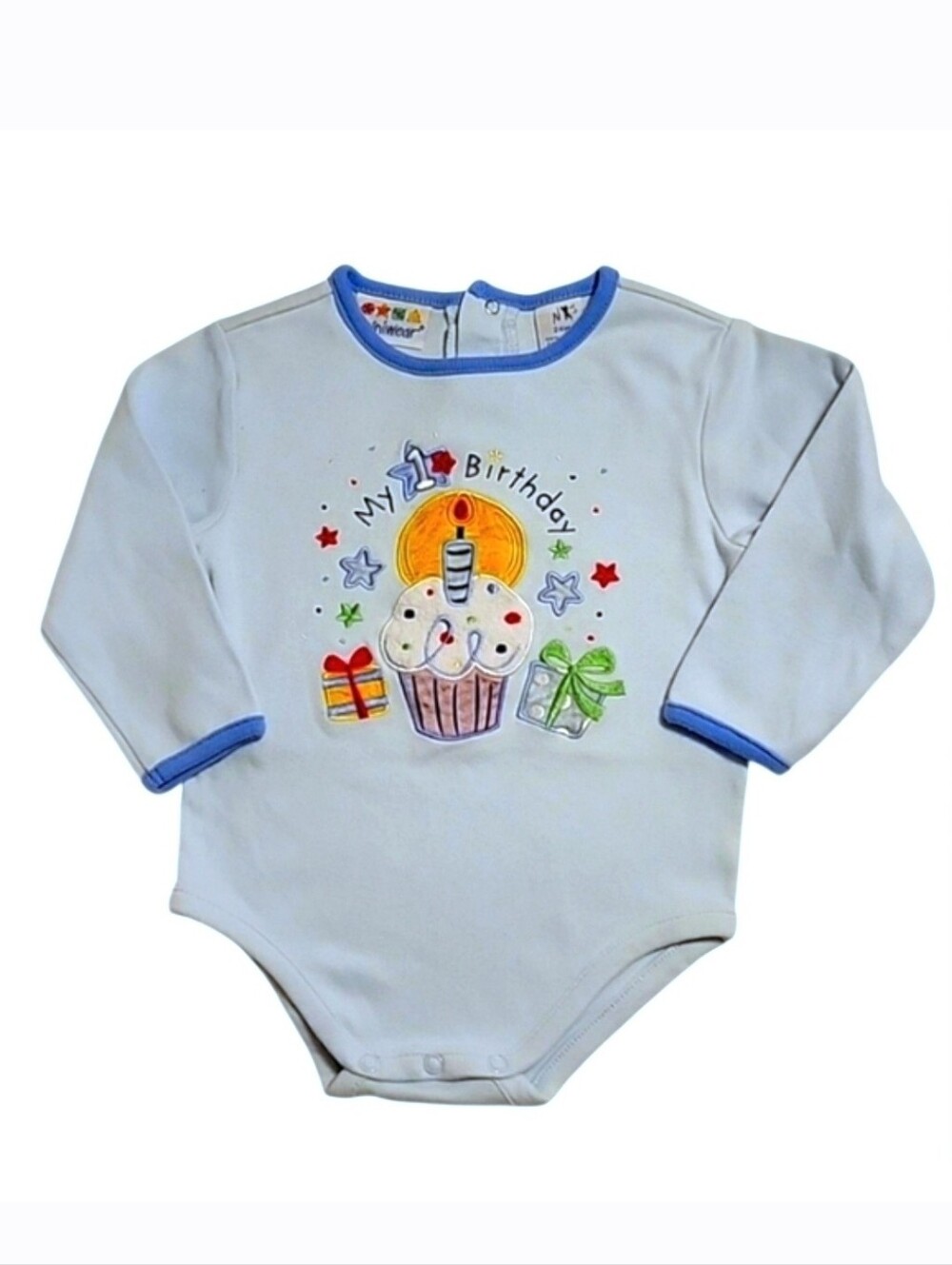 Kid's Gender Neutral Birthday Shirt with Embroidered Cupcake Graphic